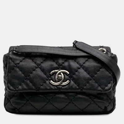 Pre-owned Chanel Navy Blue Medium Quilted Calfskin Love Me Tender Flap