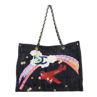 Pre-owned Chanel Navy Blue Tote Bag () In Multi