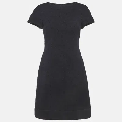 Pre-owned Chanel Navy Blue Tweed Mini Dress M