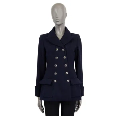 Pre-owned Chanel Navy Blue Wool 2018 18a Hamburg Peacoat Coat Jacket 36 Xs