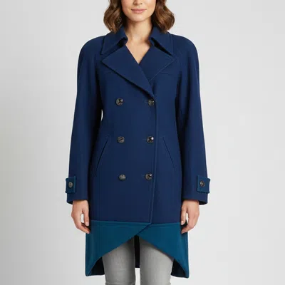 Pre-owned Chanel Navy Blue Wool Asymmetric Double Breasted Sailor Coat M