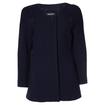 Pre-owned Chanel , Navy Blue Wool Mod Coat