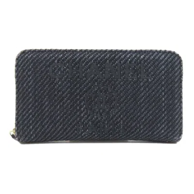 Pre-owned Chanel Navy Canvas Coin Purse/coin Case () In Blue