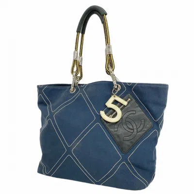 Pre-owned Chanel Navy Canvas Tote Bag () In Multi