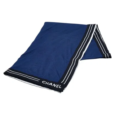 Pre-owned Chanel Navy Cashmere Cotton Scarf () In Multi