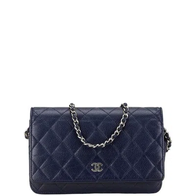 Pre-owned Chanel Navy Caviar Leather Coin Purse/coin Case ()