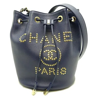 Pre-owned Chanel Navy Caviar Leather Shoulder Bag ()