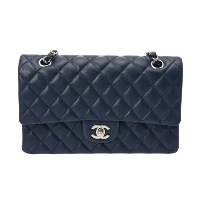 Pre-owned Chanel Navy Caviar Leather Shoulder Bag ()