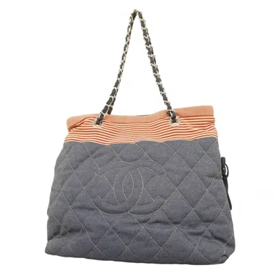 Pre-owned Chanel Navy Color Blue Tote Bag () In Multi