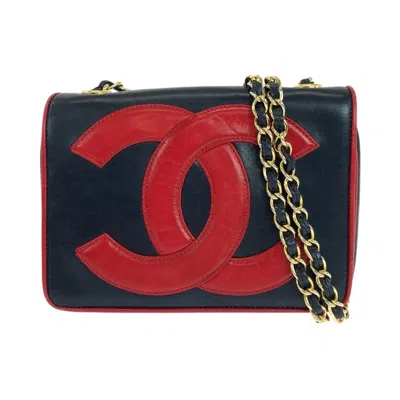 Pre-owned Chanel Navy Color Leather Pochette Shoulder Bag () In Multi