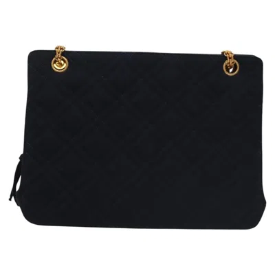 Pre-owned Chanel Navy Cotton Shoulder Bag () In Blue