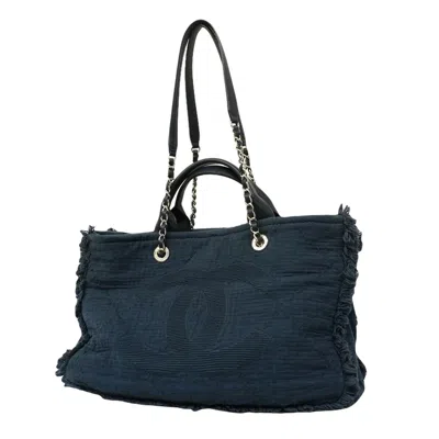 Pre-owned Chanel Navy Cotton Tote Bag ()