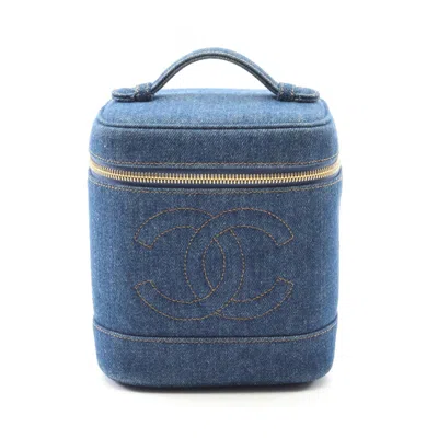 Pre-owned Chanel Navy Denim Handbag Vanity Bag ()