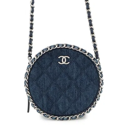 Pre-owned Chanel Navy Denim Shoulder Bag () In Blue