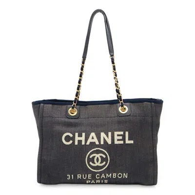 Pre-owned Chanel Navy Denim Shoulder Bag Tote Bag ()