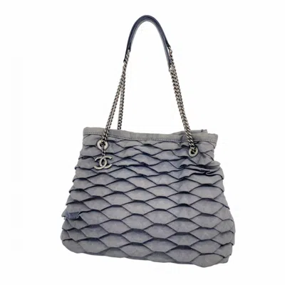 Pre-owned Chanel Navy Denim Tote Bag () In Blue