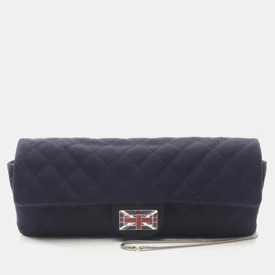 Pre-owned Chanel Navy Fabric Union Jack Shoulder Bag In Blue
