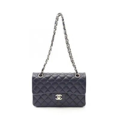 Pre-owned Chanel Navy Grained Calfskin Shoulder Bag () In Blue