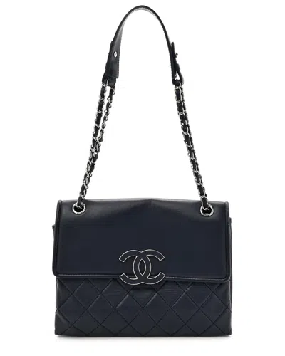 Pre-owned Chanel Navy Lambskin Leather Cc Chic Flap Shoulder Bag (authentic Pre-loved)