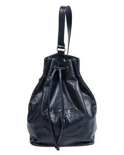 Pre-owned Chanel Navy Lambskin Leather Cc Sling Backpack (authentic )