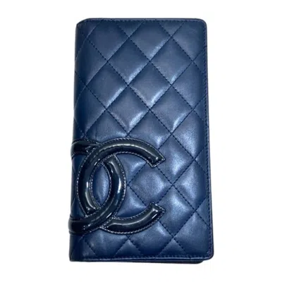 Pre-owned Chanel Navy Leather Long Wallet (bi-fold) ()