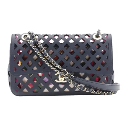 Pre-owned Chanel Navy Leather Pouch Shoulder Bag ()