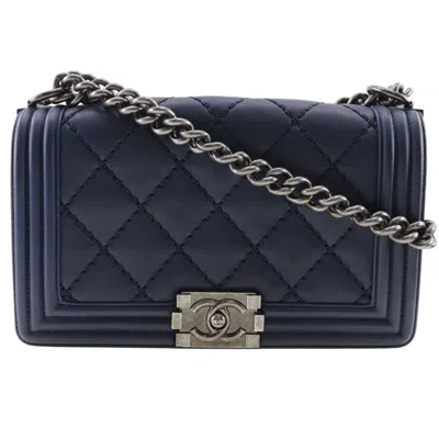 Pre-owned Chanel Navy Leather Shoulder Bag ()