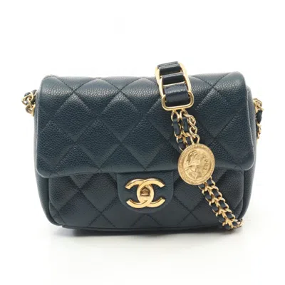 Pre-owned Chanel Navy Leather Shoulder Bag ()