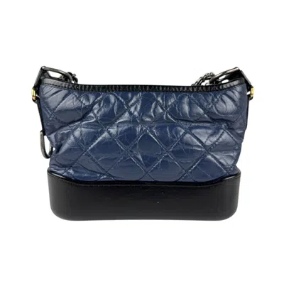 Pre-owned Chanel Navy Leather Shoulder Bag () In Blue