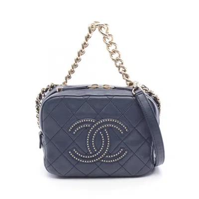 Pre-owned Chanel Navy Leather Shoulder Bag () In Blue