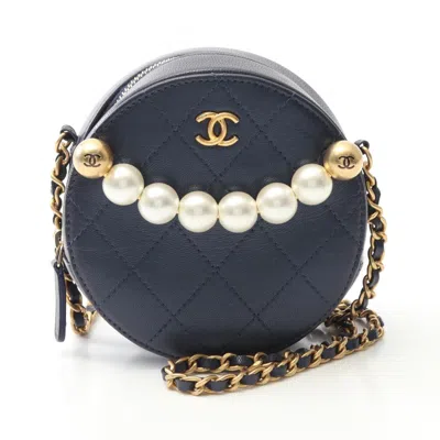 Pre-owned Chanel Navy Leather Shoulder Bag () In Blue