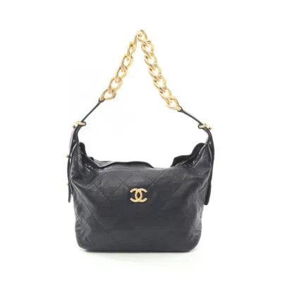 Pre-owned Chanel Navy Leather Shoulder Bag () In Blue