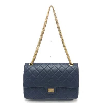 Pre-owned Chanel Navy Leather Shoulder Bag () In Blue