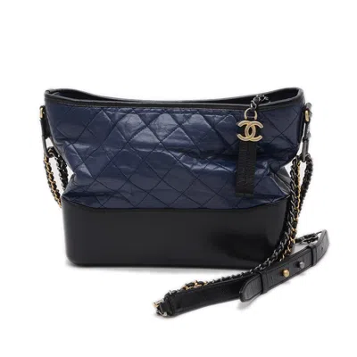 Pre-owned Chanel Navy Leather Shoulder Bag () In Multi