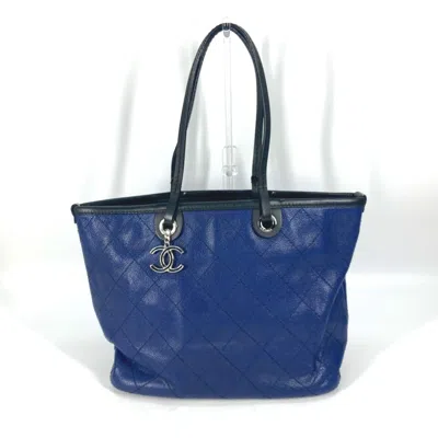 Pre-owned Chanel Navy Leather Tote Bag ()