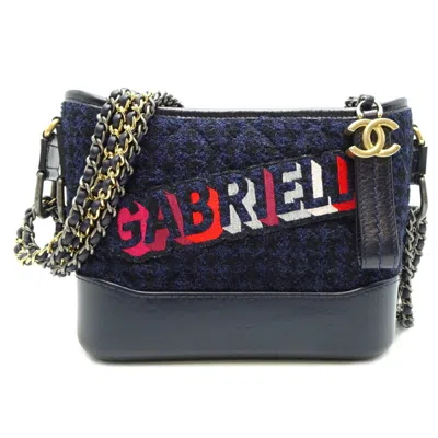 Pre-owned Chanel Navy Leather Tweed Shoulder Bag ()