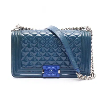 Pre-owned Chanel Navy Patent Leather Shoulder Bag ()