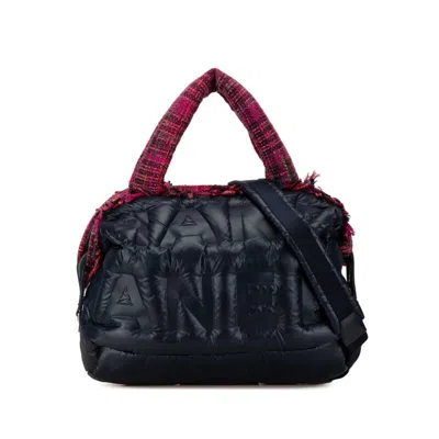 Pre-owned Chanel Navy Pink Nylon Wool Handbag Shoulder Bag () In Navy, Pink