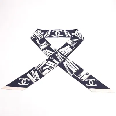 Pre-owned Chanel Navy Pink Silk Scarf () In Multi