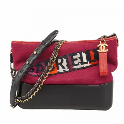 Pre-owned Chanel Navy Red Color Wool Shoulder Bag ()