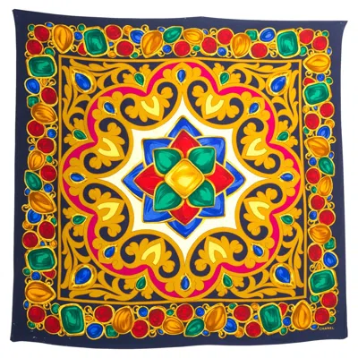 Pre-owned Chanel Navy Silk Scarf In Blue
