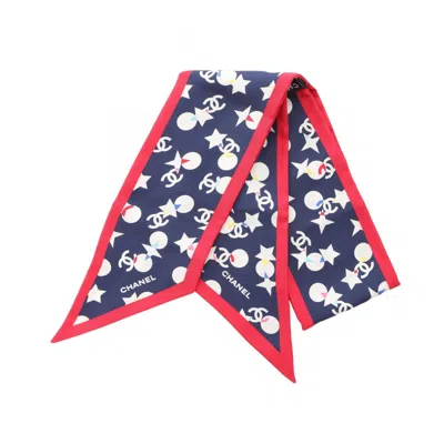 Pre-owned Chanel Navy Silk Scarf () In Multi