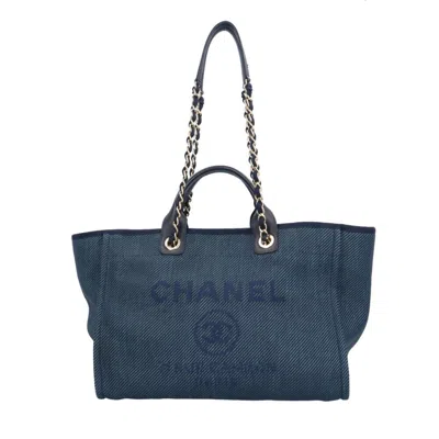 Pre-owned Chanel Navy Straw Shoulder Bag ()