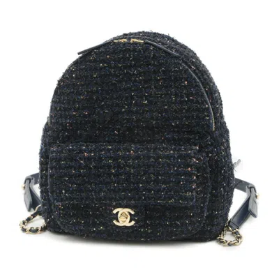 Pre-owned Chanel Navy Tweed Backpack ()