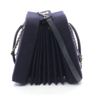 Pre-owned Chanel Navy Wool Handbag Shoulder Bag ()