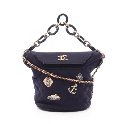 Pre-owned Chanel Navy Wool Handbag Shoulder Bag ()