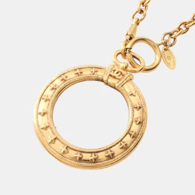 Pre-owned Chanel Necklace Gp Glass Gold Clear Vintage