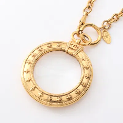 Pre-owned Chanel Necklace Gp Glass Gold Clear Vintage In Multi