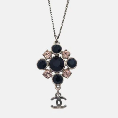 Pre-owned Chanel Necklace Pendant Rhinestone Silver
