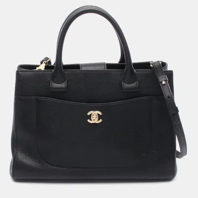 Pre-owned Chanel Neo Executive Black Grained Calfskin Leather Large Tote